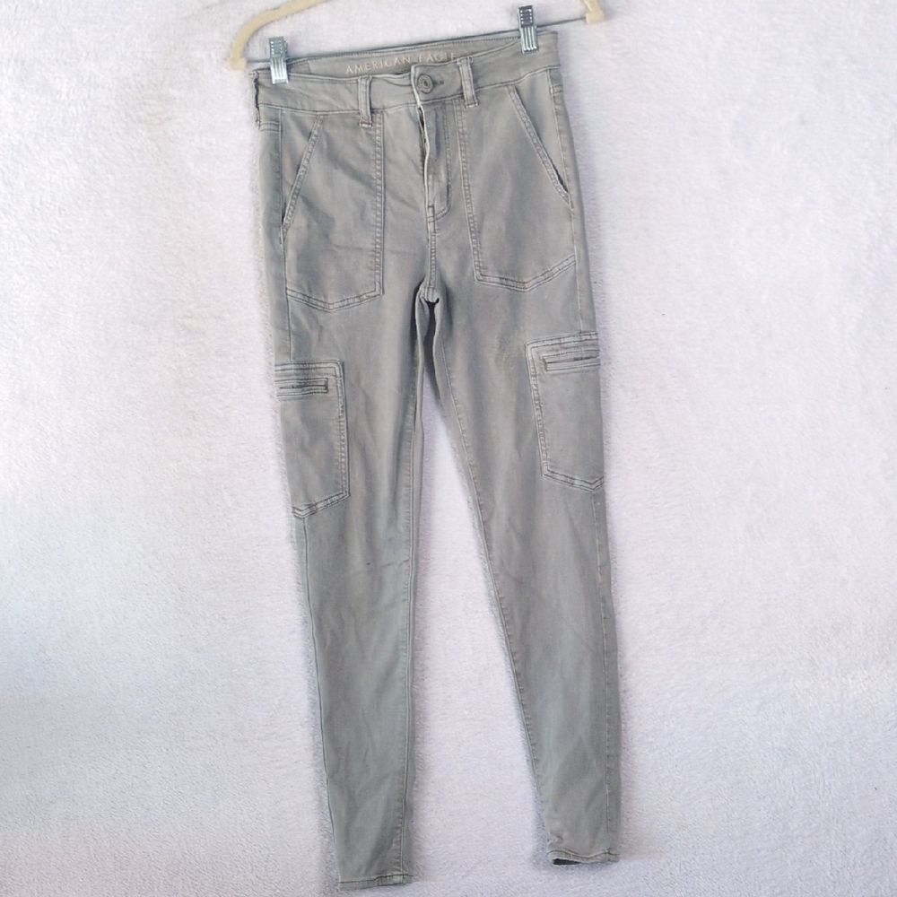 American Eagle Womens Gray Stretch Hi-Rise Jegging Skinny Pants Size 4